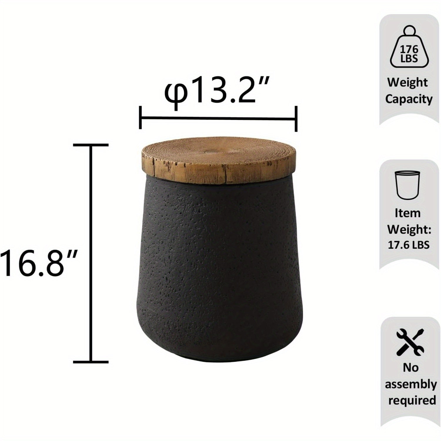 2pcs\u002F1pc Concrete Outdoor Side Tables with Wood Grain Texture Top - Round Cylinder Plant Stand, Living Room End Table, Patio Coffee Table for Garden, Porch, Balcony, Space-Saving & Stable, Best Choice for Patio Decor