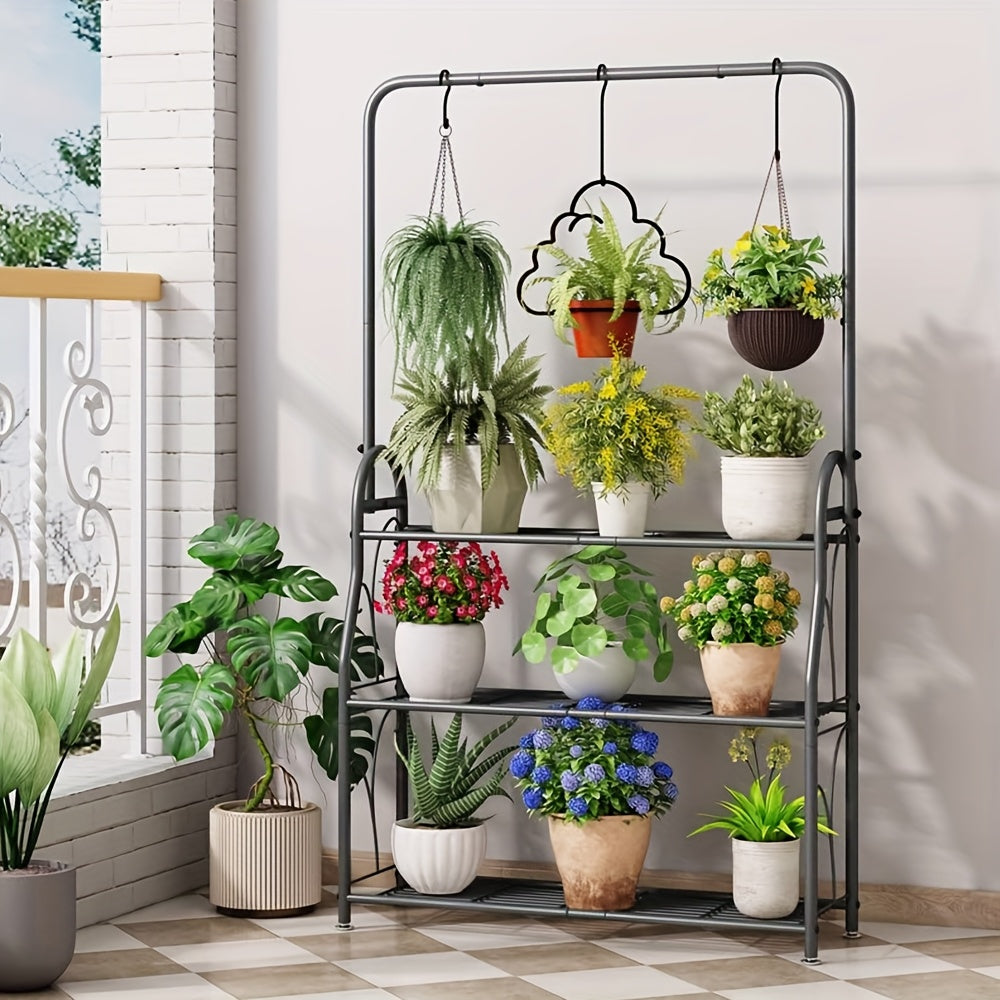 2 Tier\u002F3 Tier Metal Hanging Plant Stand, Hanging Planter for Indoor And Outdoor Use, Multi-functional Plant Organizer for Living Room, Balcony, Garden, Room Decoration, Tiered Shelf Design, Space Storage, Christmas Decorative Planter, Christmas Gift