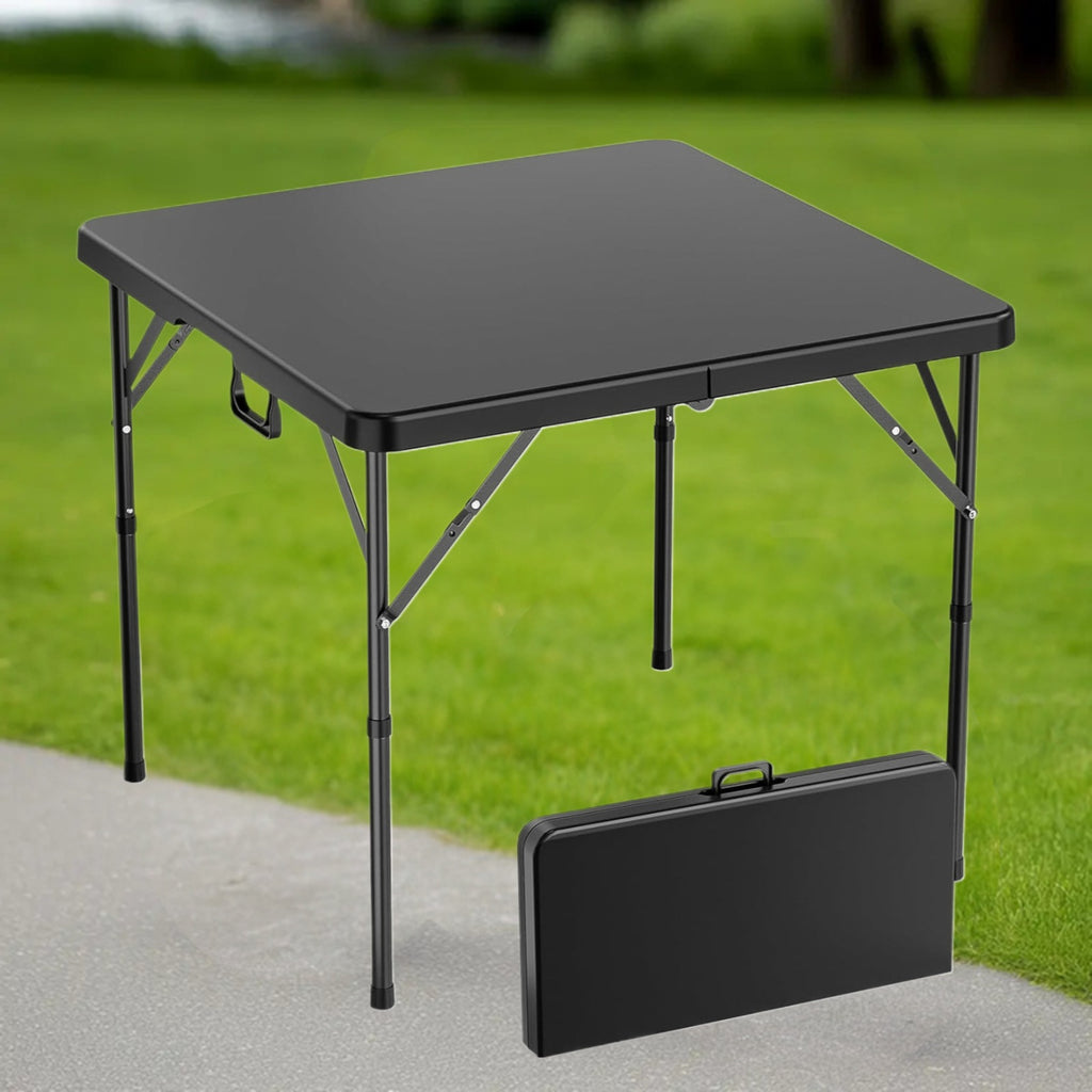 Bonnlo 34 Inch Folding Square Table Fold in Half Bi-Folding Commercial Plastic Dining Card Table Portable for Kitchen Outdoor Party Wedding Event Patio Garden Camping Picnic White\u002FBlack Foldable Dining Tables