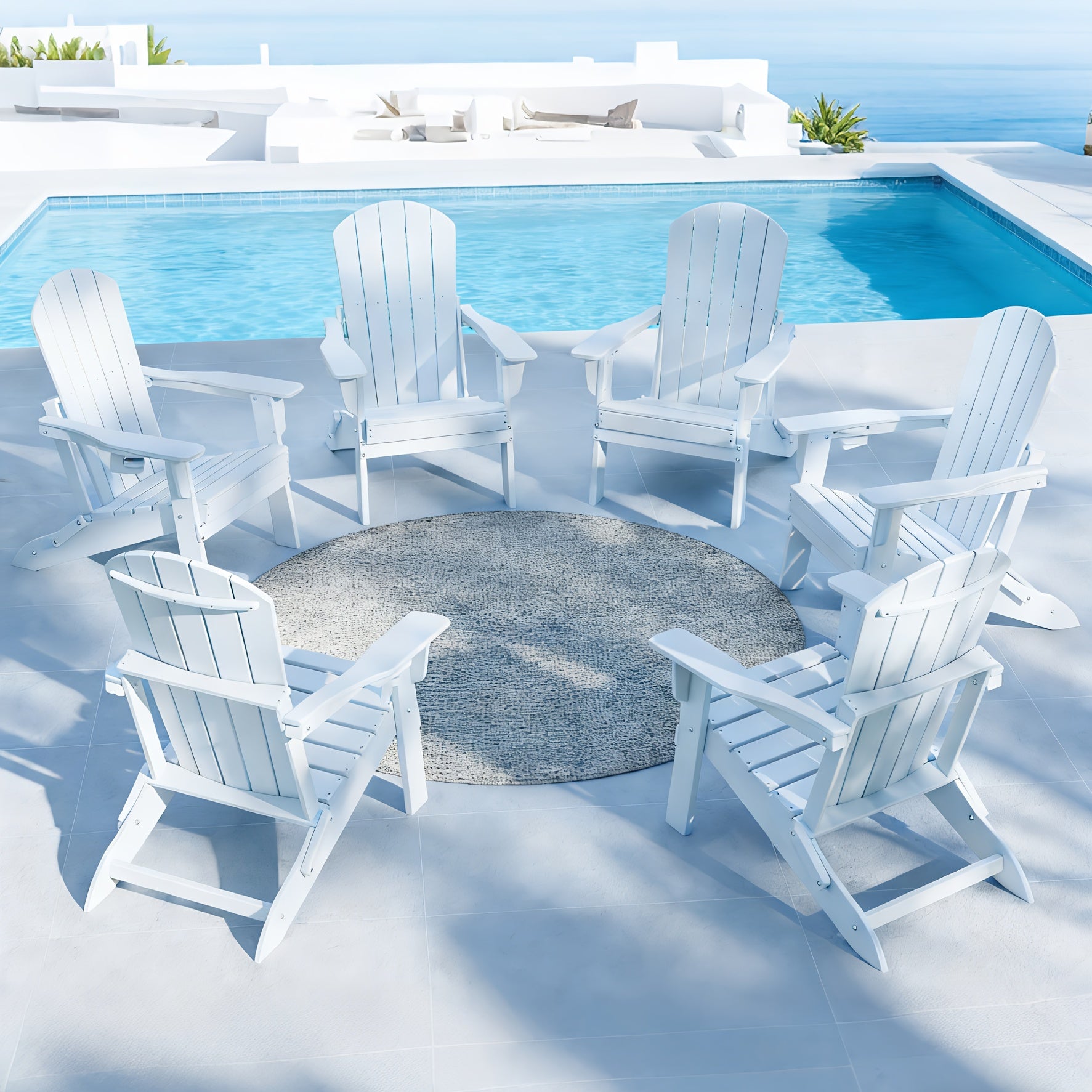 Folding Adirondack Chair 4 Pack, HDPE All-Weather Fire Pit Chairs, Plastic Adirondack Chairs with Cup Holder, Outdoor Lawn Chair for Patio Garden