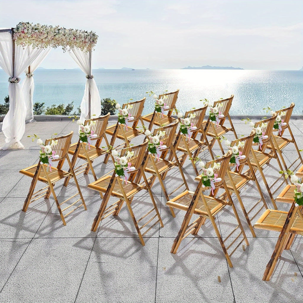 Bonnlo Bamboo Folding Chairs , Foldable Dining Wood Chairs , Comfortable Seat , for Outdoor Indoor Garden Patio Lawn Porch Wedding Party Event Banquet , 1\u002F 2\u002F 4 Pack , Small Wooden Folding Chairs