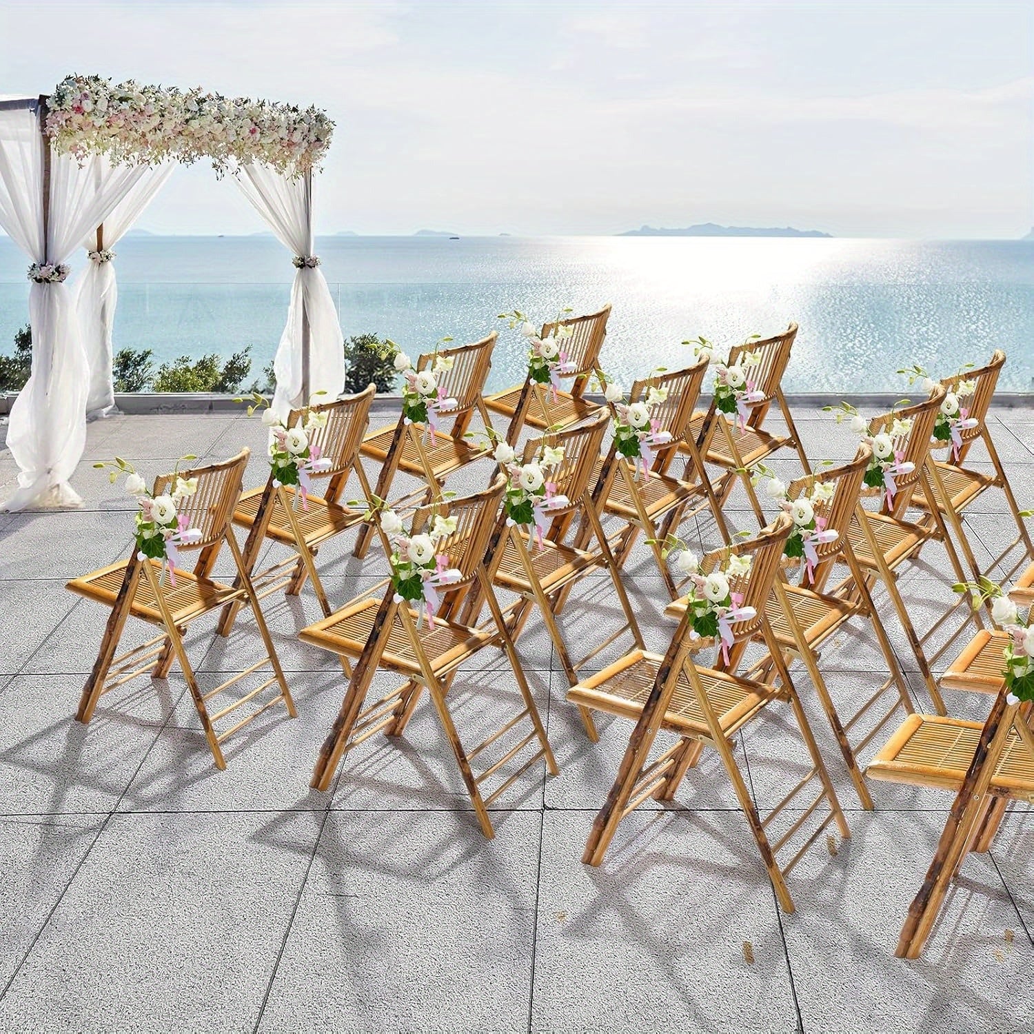 Bonnlo Bamboo Folding Chairs , Foldable Dining Wood Chairs , Comfortable Seat , for Outdoor Indoor Garden Patio Lawn Porch Wedding Party Event Banquet , 1\u002F 2\u002F 4 Pack , Small Wooden Folding Chairs