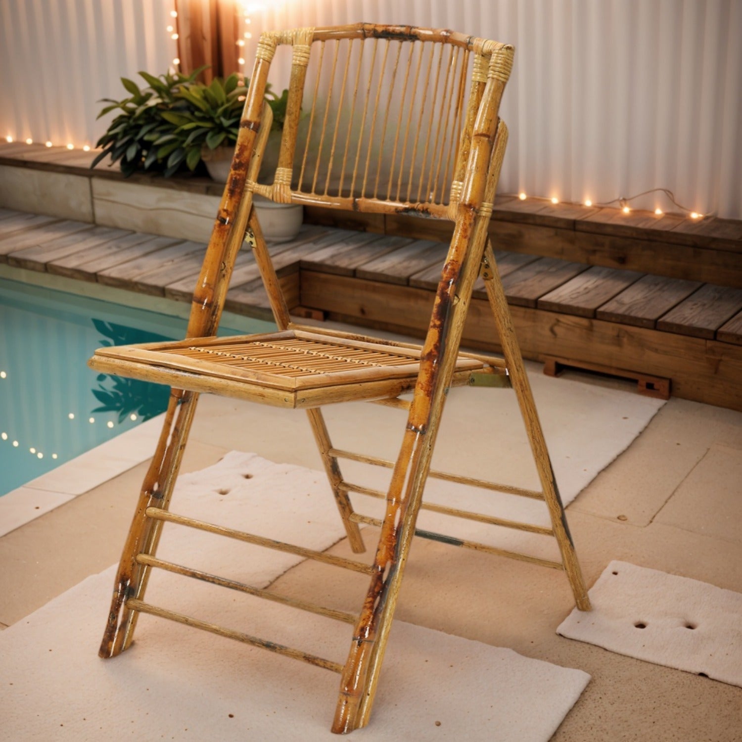 Bonnlo Bamboo Folding Chairs , Foldable Dining Wood Chairs , Comfortable Seat , for Outdoor Indoor Garden Patio Lawn Porch Wedding Party Event Banquet , 1\u002F 2\u002F 4 Pack , Small Wooden Folding Chairs