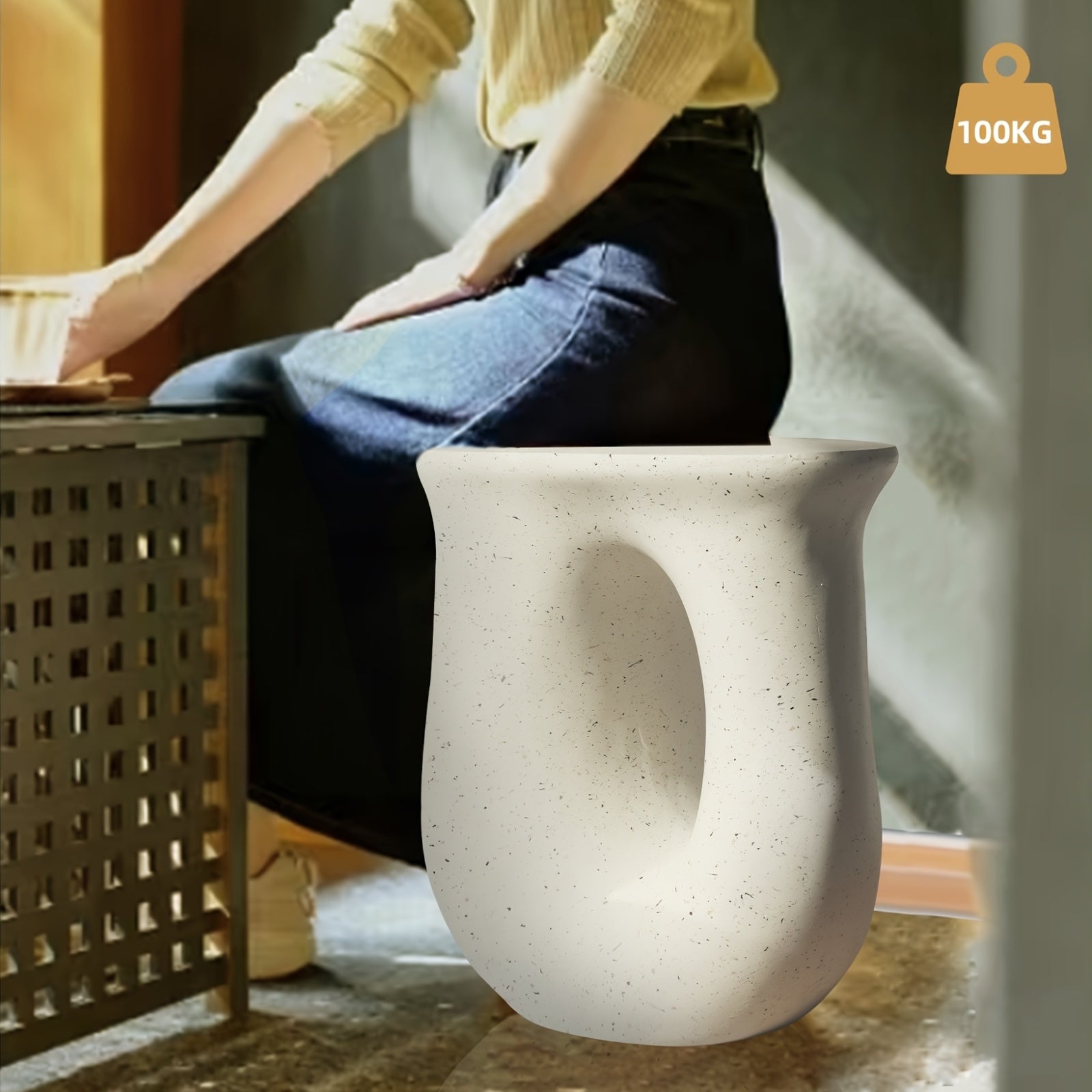 AESOME Modern Decorative Garden Stool Concrete Side Table Heavy Duty Patio Sturdy Faux Terrazzo Garden Stool Side Table Plant Table For Indoor Covered Outdoor, 17.7\