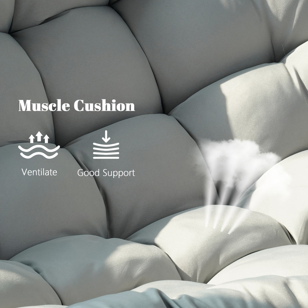 Outdoor Rocking Chair for Two, Featuring an Oversized Papasan Design with a Durable E-Coated Steel Frame And Plush Cushioning