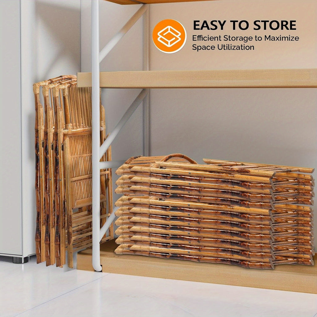 Bonnlo Bamboo Folding Chairs , Foldable Dining Wood Chairs , Comfortable Seat , for Outdoor Indoor Garden Patio Lawn Porch Wedding Party Event Banquet , 1\u002F 2\u002F 4 Pack , Small Wooden Folding Chairs