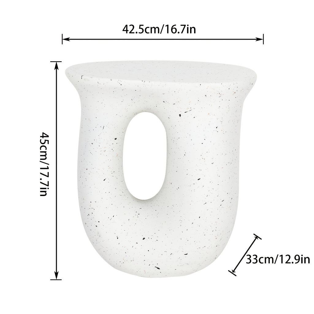 AESOME Modern Decorative Garden Stool Concrete Side Table Heavy Duty Patio Sturdy Faux Terrazzo Garden Stool Side Table Plant Table For Indoor Covered Outdoor, 17.7\