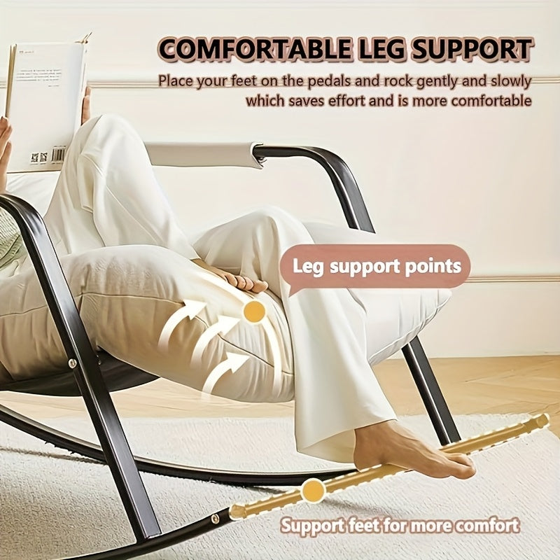 Large Rocking Recliner Chair, Padded Glider Rocker Featuring Armrests, Comfortable Lounge Chair Suitable for Living Room And Outdoor Use