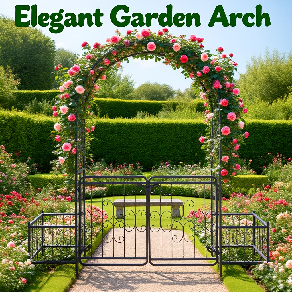 Large Size 7, 2ft Round Top With Door And Planting Frame, Black Iron Art, 16mm Pipe, Iron Arch, Courtyard (additional Styles Are Available For You To Choose)