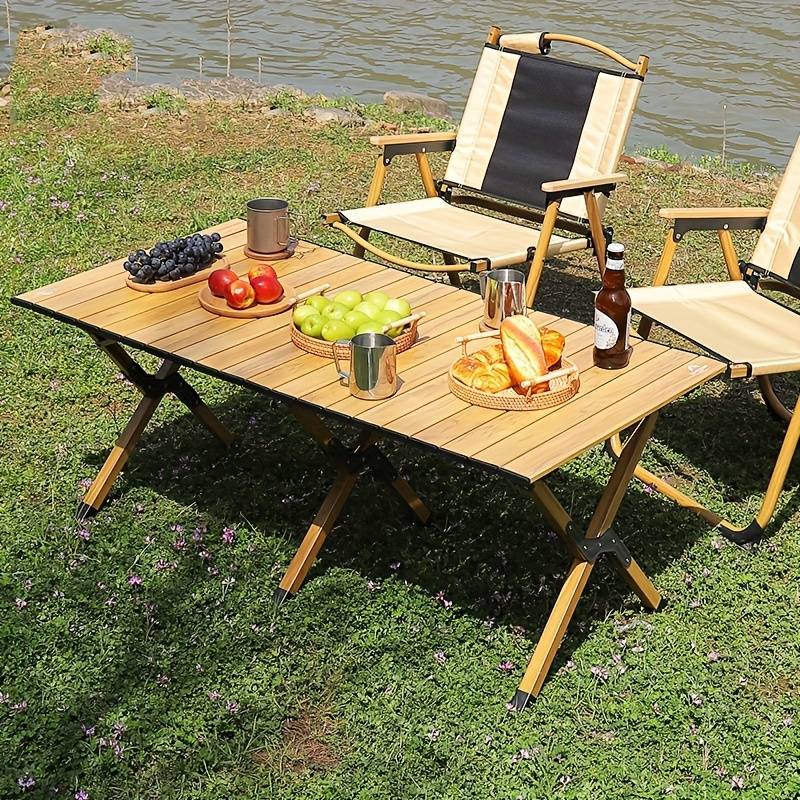 Folding Camping Table, Easy Storage, Carried, Roll-up Ultra Compact Outdoor Portable Fold Up Lightweight Beach Table, With Large Storage And Carry Bag, For Outdoor Cooking, Picnic, Camp, Boat, Travel, Backyard, Party, BBQ, Patio