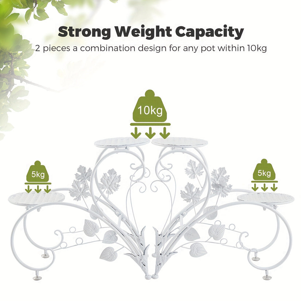 Plant Stand With 4 Shelves: Elegant Art Display Metal Flower Planter Rack, Sturdy And Rust Resistant Flower Pot Stand For Patio, Planters Flowers Living Room, Balcony