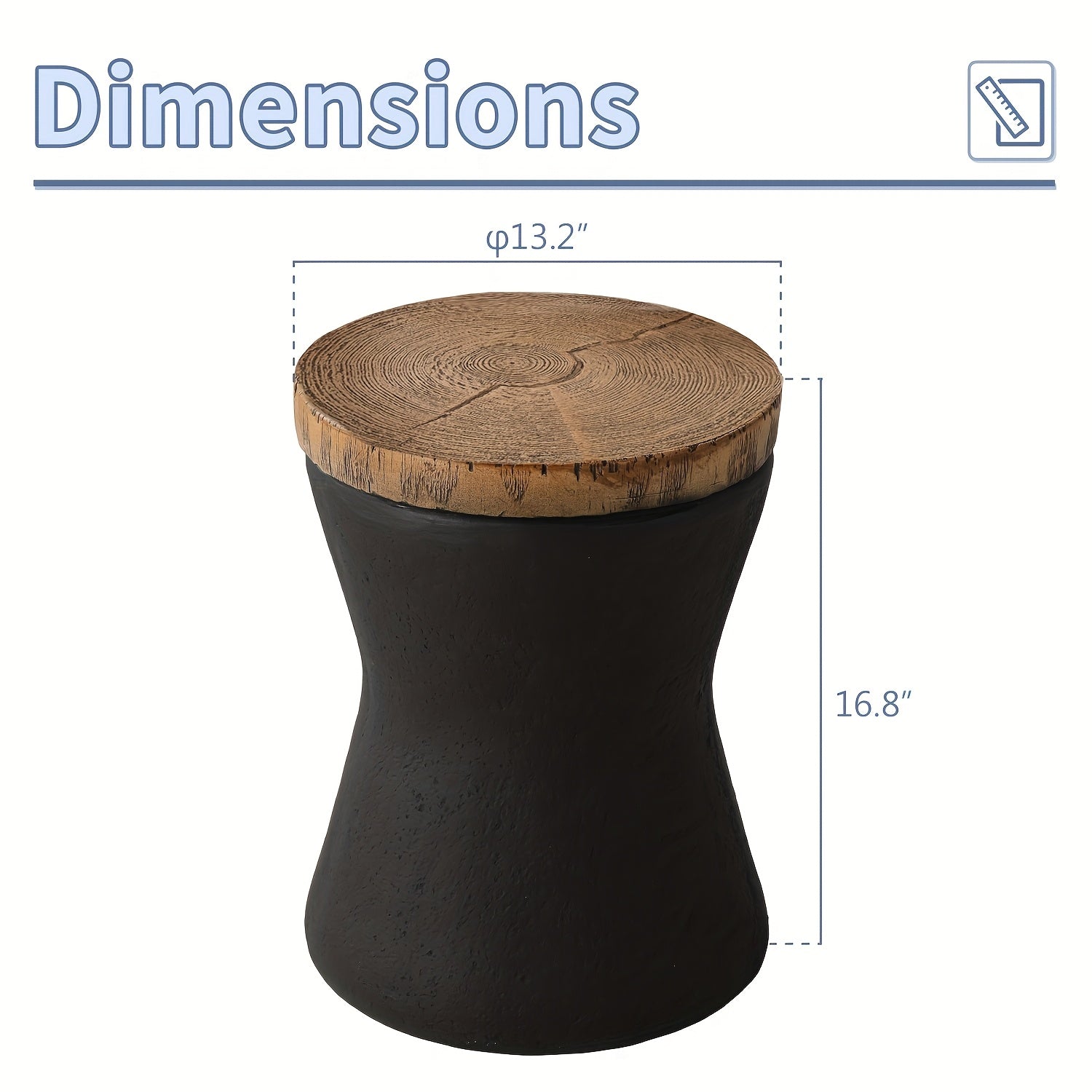 2pcs\u002F1pc Concrete Outdoor Side Tables with Wood Grain Texture Top - Round Cylinder Plant Stand, Living Room End Table, Patio Coffee Table for Garden, Porch, Balcony, Space-Saving & Stable, Best Choice for Patio Decor