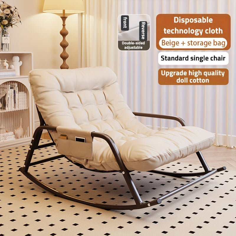 Large Rocking Recliner Chair, Padded Glider Rocker Featuring Armrests, Comfortable Lounge Chair Suitable for Living Room And Outdoor Use