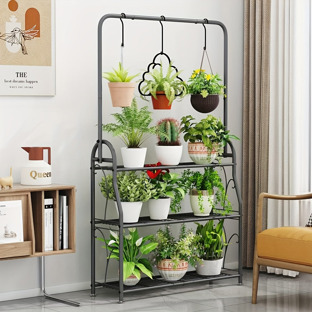 2 Tier\u002F3 Tier Metal Hanging Plant Stand, Hanging Planter for Indoor And Outdoor Use, Multi-functional Plant Organizer for Living Room, Balcony, Garden, Room Decoration, Tiered Shelf Design, Space Storage, Christmas Decorative Planter, Christmas Gift