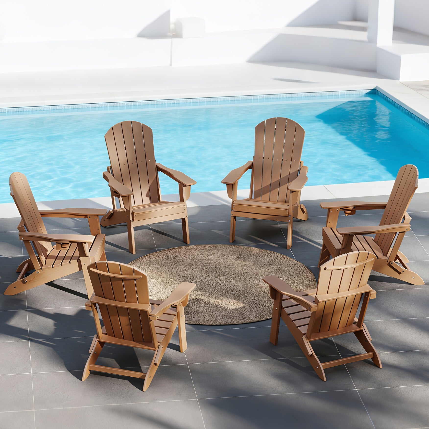 Folding Adirondack Chair 4 Pack, HDPE All-Weather Fire Pit Chairs, Plastic Adirondack Chairs with Cup Holder, Outdoor Lawn Chair for Patio Garden