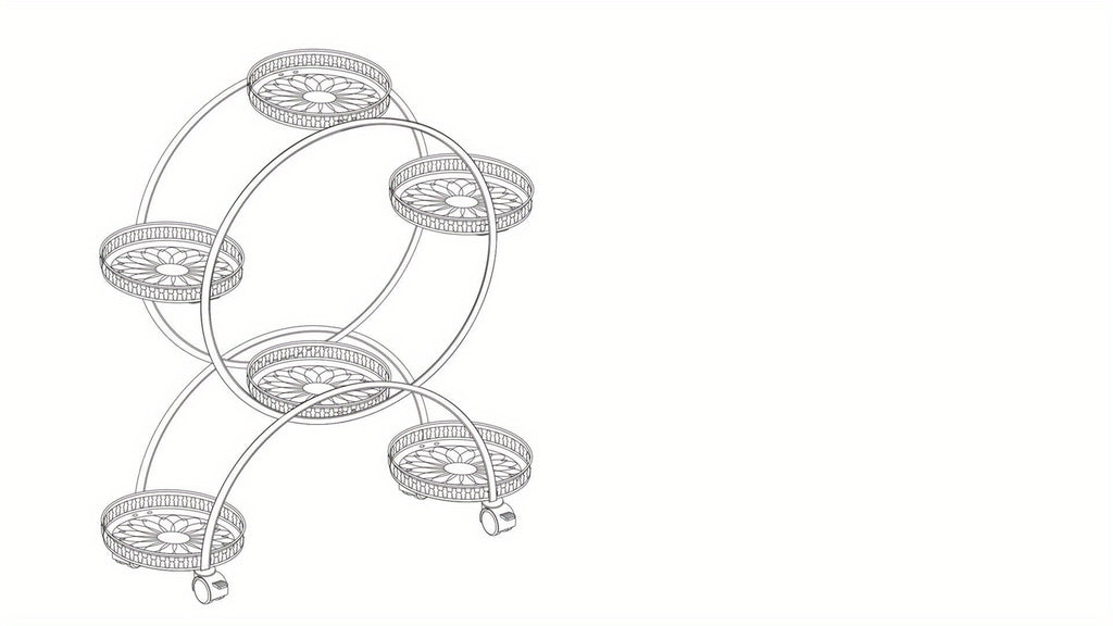 6 Potted Metal Plant Stand Garden Cart Wrought Iron Flower Pots Rack Holder Display Shelf with Wheels for Patio Porch Balcony Decoration Furniture for Home Free Shipping