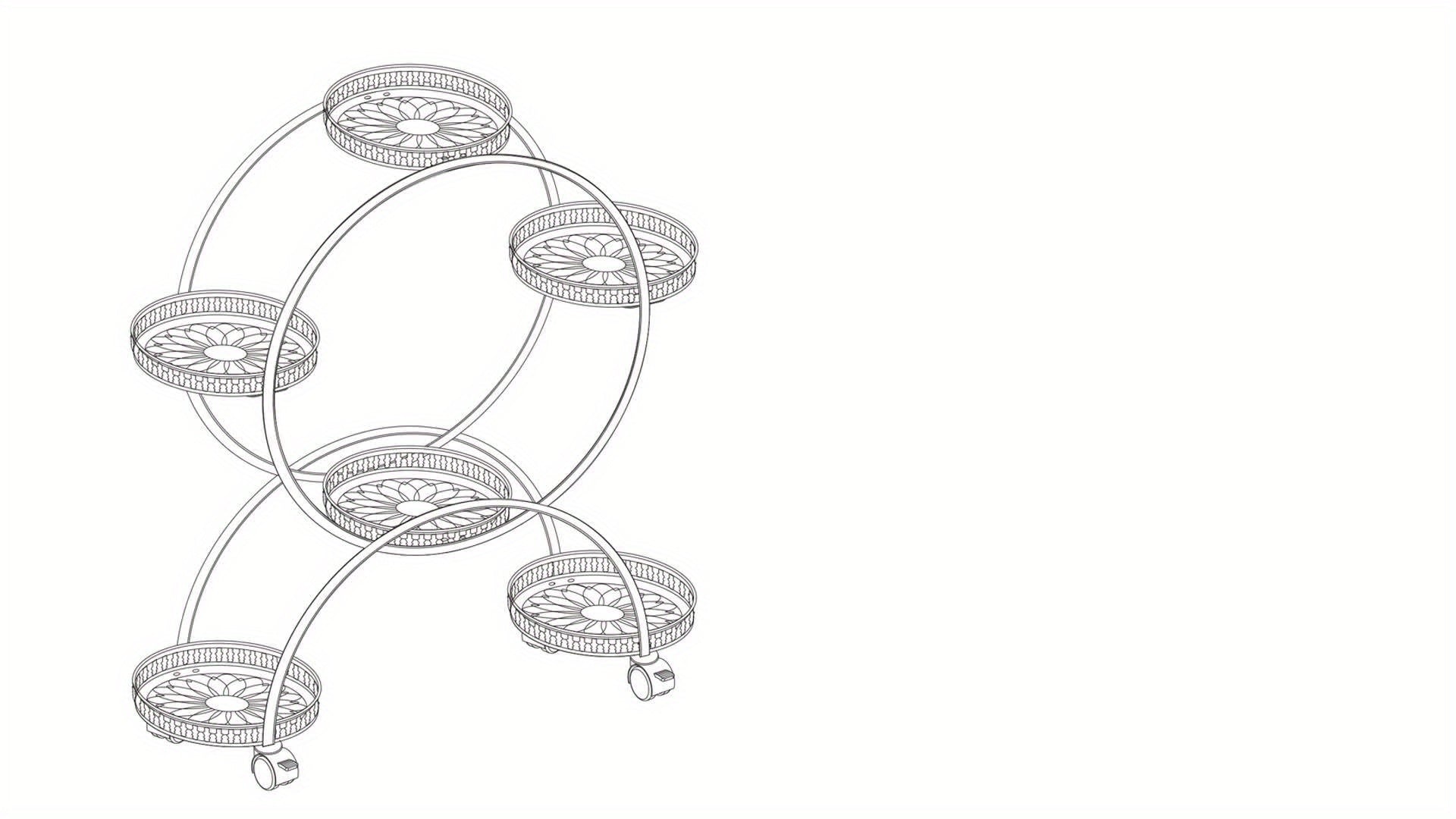 6 Potted Metal Plant Stand Garden Cart Wrought Iron Flower Pots Rack Holder Display Shelf with Wheels for Patio Porch Balcony Decoration Furniture for Home Free Shipping