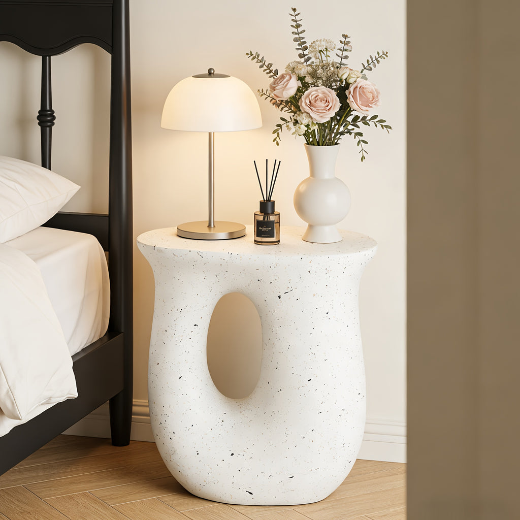 AESOME Modern Decorative Garden Stool Concrete Side Table Heavy Duty Patio Sturdy Faux Terrazzo Garden Stool Side Table Plant Table For Indoor Covered Outdoor, 17.7\