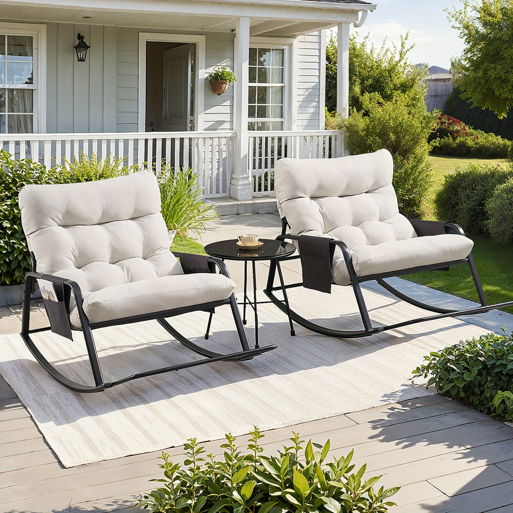 Oversized Papasan Chair, Outdoor Patio Rocking Chair, Lounge Egg Chair, Comfortable Reading Chair With Cushions, For Deck\u002Fgarden\u002Fpatio\u002Fcamping, Patio Furniture Outdoor