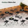 3-Piece Folding Bistro Set, Space-Saving Outdoor Patio Table and Chairs, Weather-Resistant Steel Furniture Set for Balcony Porch Garden, Black\u002FYellow\u002FGreen