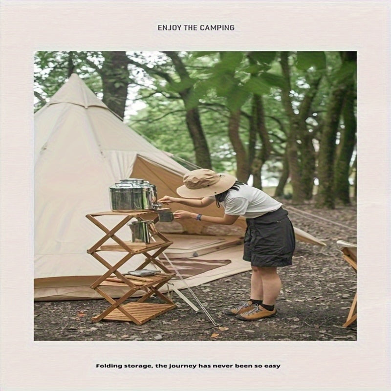 1 Foldable Lightweight Wooden Camping Table, Small Foldable Camping Table, Indoor And Outdoor Dual-purpose Table, Perfect For Backyard Barbecues And Picnics, Easy To Store (natural Color)