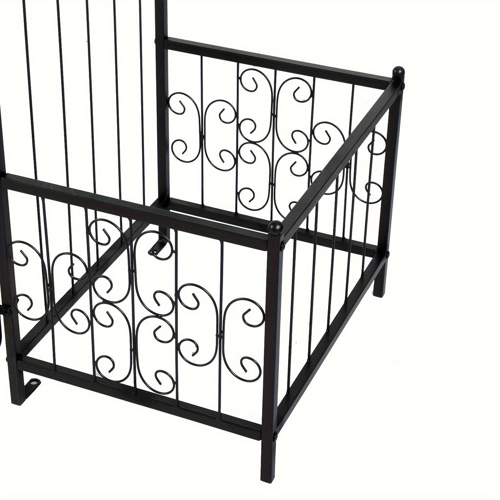 Large Size 7, 2ft Round Top With Door And Planting Frame, Black Iron Art, 16mm Pipe, Iron Arch, Courtyard (additional Styles Are Available For You To Choose)