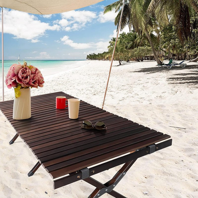 Folding Camping Table, Easy Storage, Carried, Roll-up Ultra Compact Outdoor Portable Fold Up Lightweight Beach Table, With Large Storage And Carry Bag, For Outdoor Cooking, Picnic, Camp, Boat, Travel, Backyard, Party, BBQ, Patio