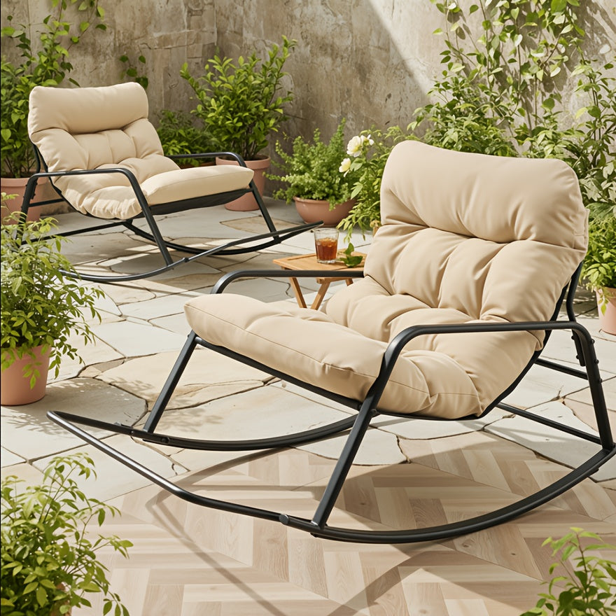 Oversized Papasan Chair, Outdoor Patio Rocking Chair, Lounge Egg Chair, Comfortable Reading Chair With Cushions, For Deck\u002Fgarden\u002Fpatio\u002Fcamping, Patio Furniture Outdoor